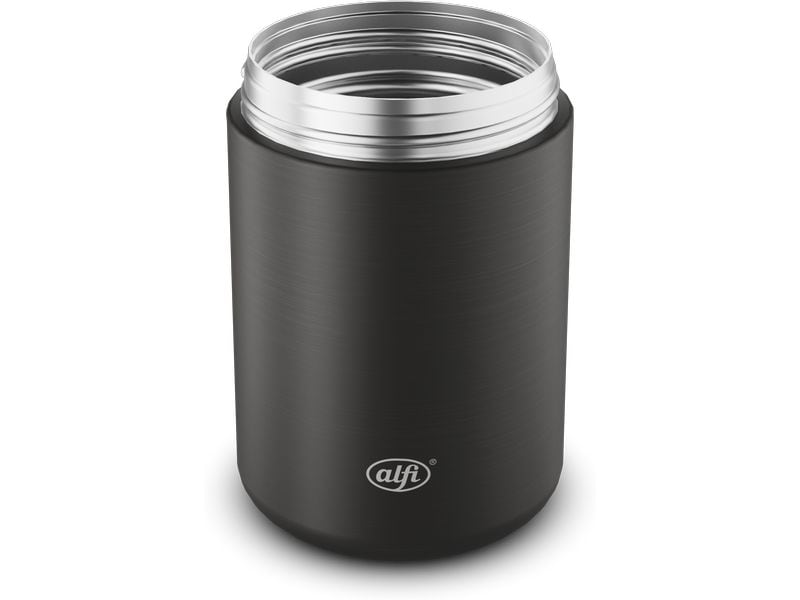 Alfi Thermo-Foodbehälter 0.35 l, Schwarz Matt Outdoor-Behälter aus Edelstahl mit Göffel