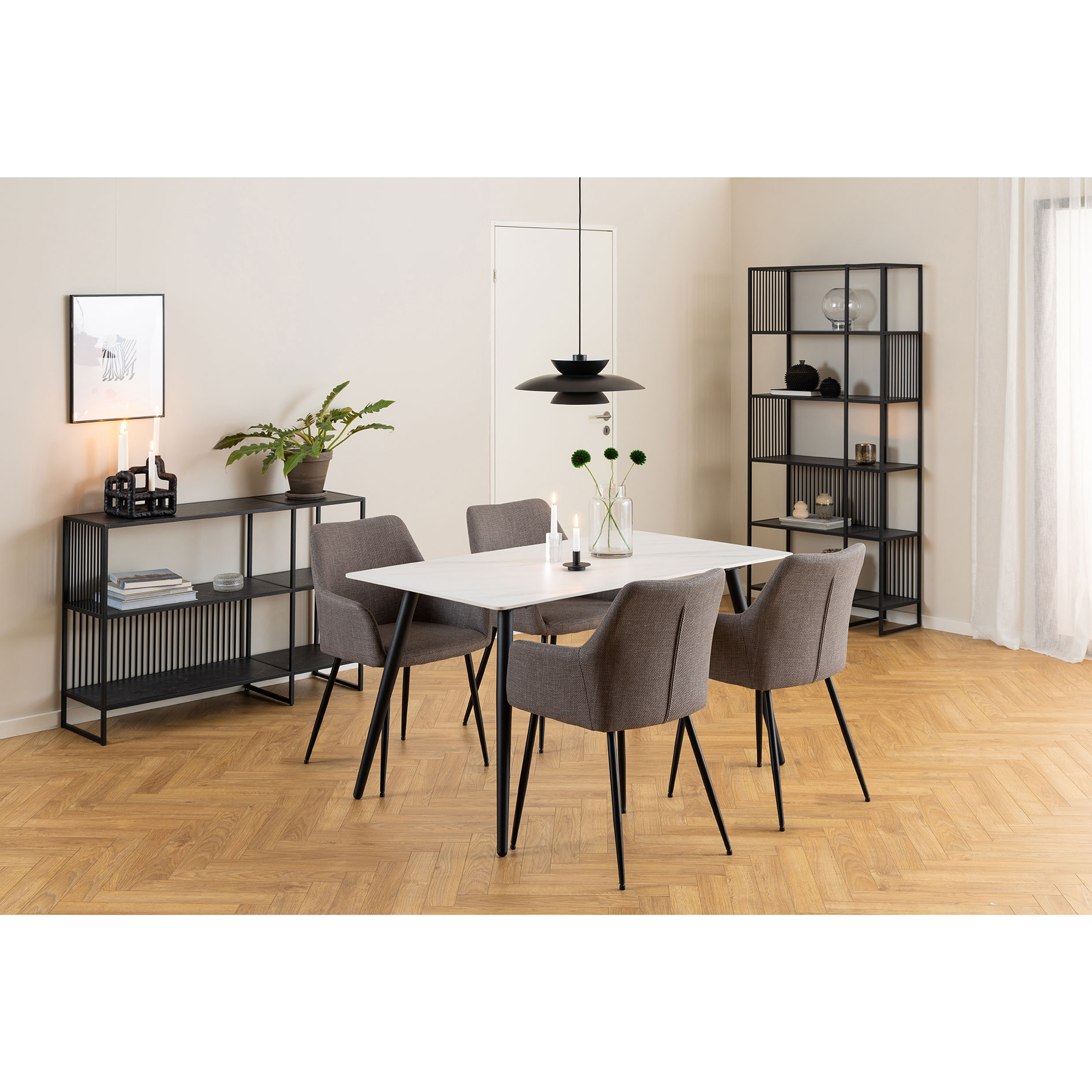 Regal STRINGTON - schwarz-Marmoroptik - 120 cm breit
