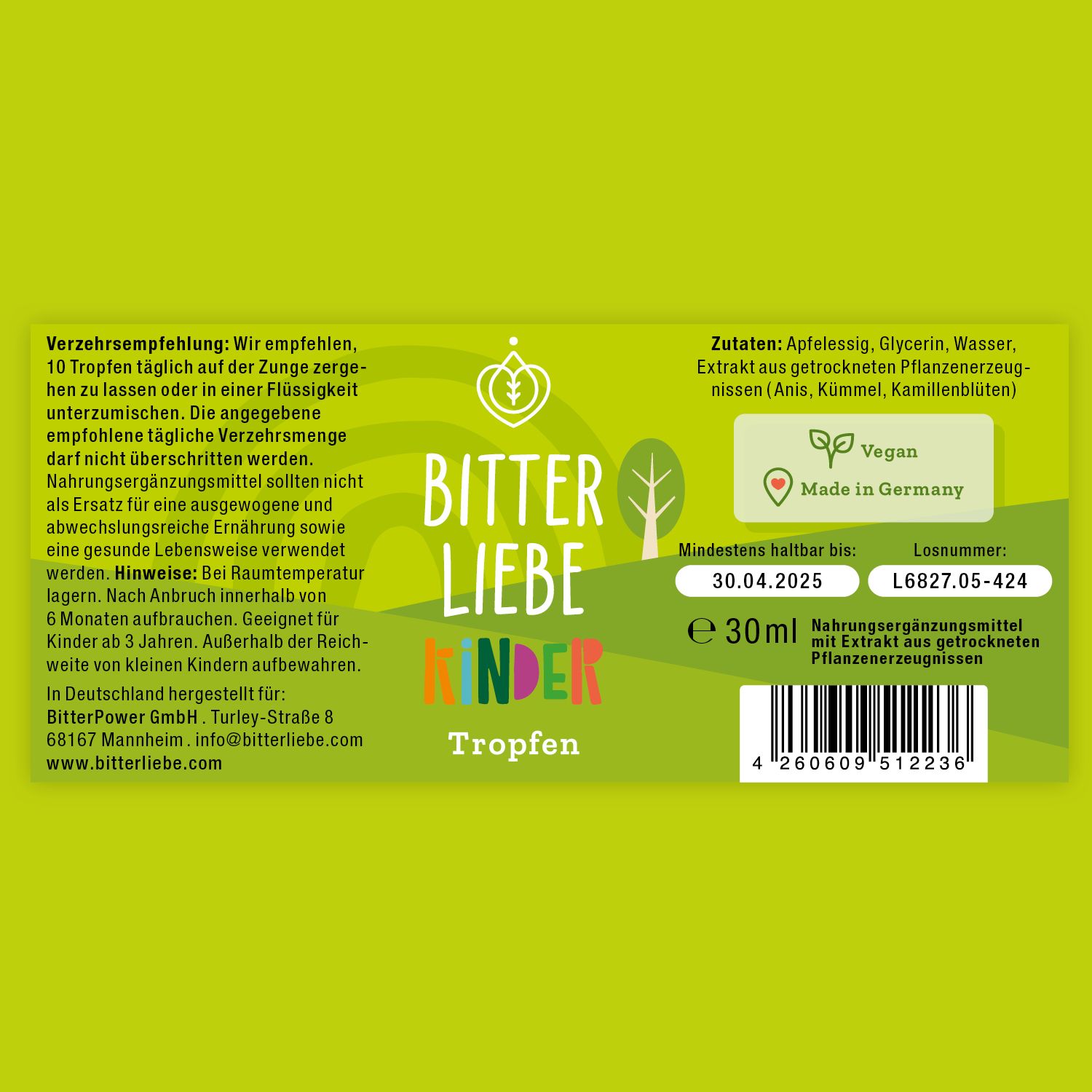BitterLiebe Kinder Tropfen - kinderfreundliche Bittertropfen