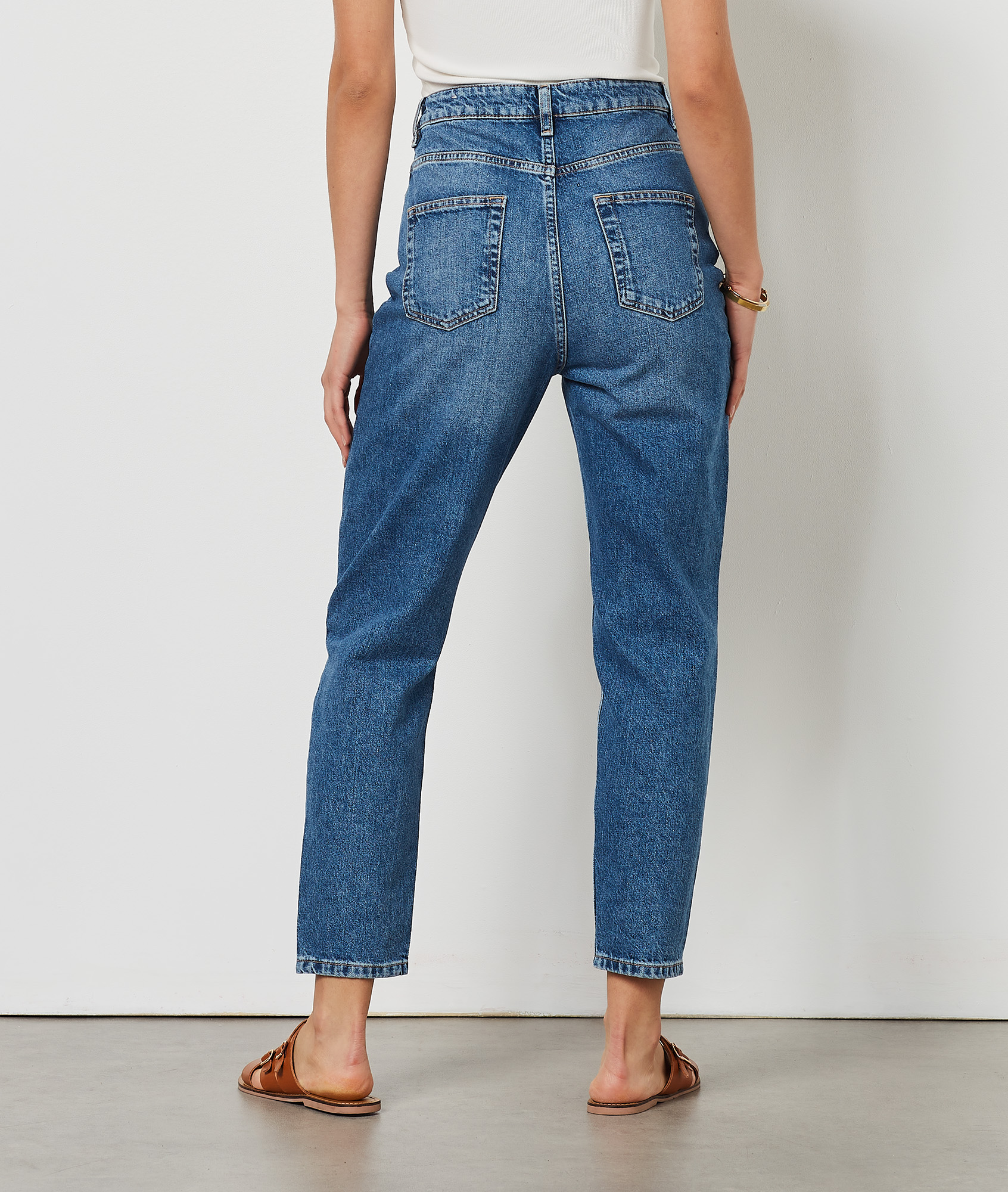 Jean mom taille haute, 100% coton
