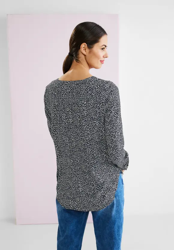 Bluse mit kurzer Knopfleiste - deep blue
