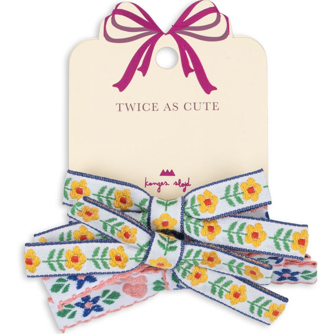 Konges sløjd mini haarelastieken bow - white rose - 4st