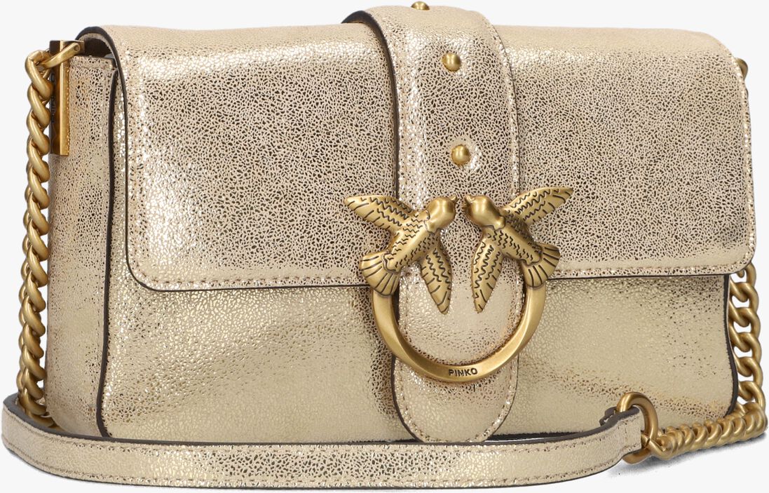 goudkleurig pinko schoudertas love one mini slouchy