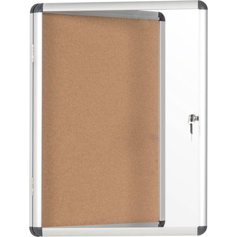 Vitrine intérieure fond liège porte battante cadre aluminium Bi-Office Enclore - 4 feuilles