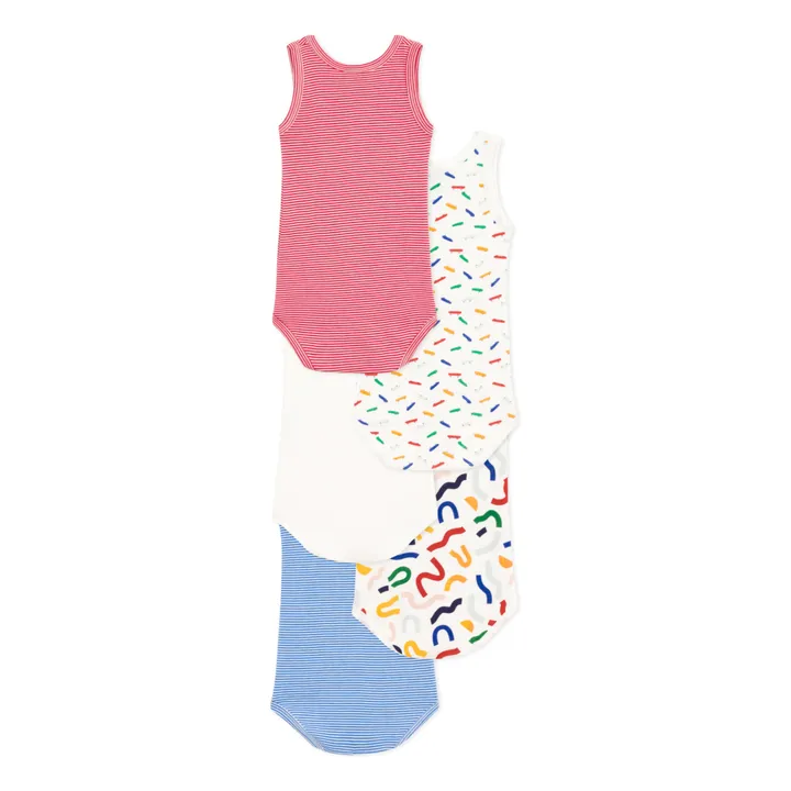 Petit Bateau Lot 5 Bodies Sans Manches Skate | Blanc