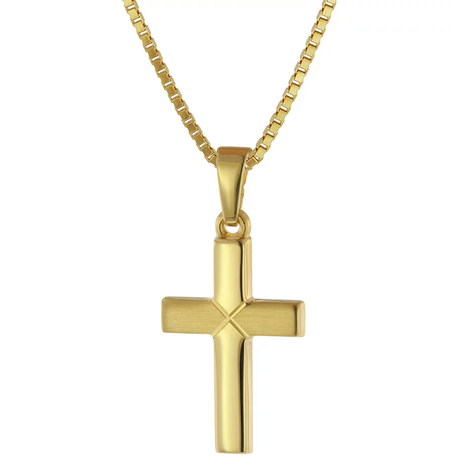 trendor Kreuz-Anhänger für Kinder Gold 333 mit goldplattierte Halskette gold