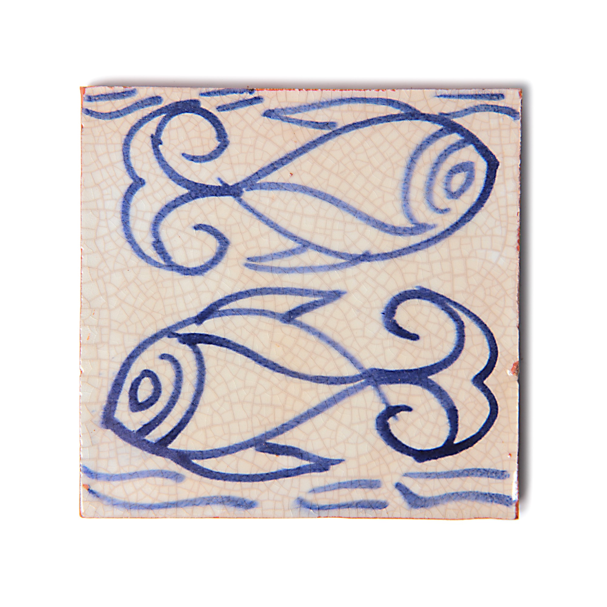 Fliese 'Fisch', blau-weiß, L 10 cm, B 10 cm, H 1 cm von fischer's lagerhaus