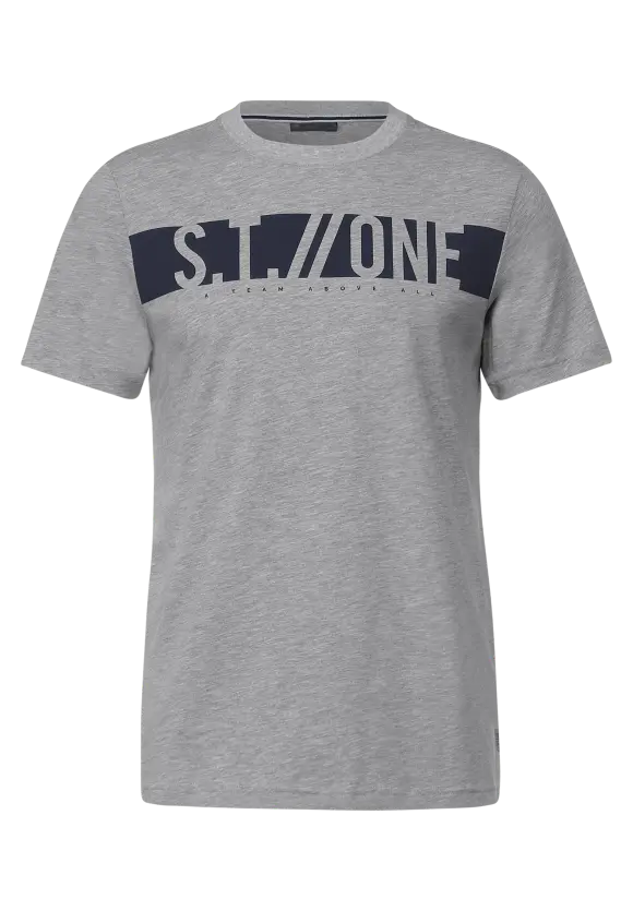 T-Shirt mit Wordingprint - silver grey melange