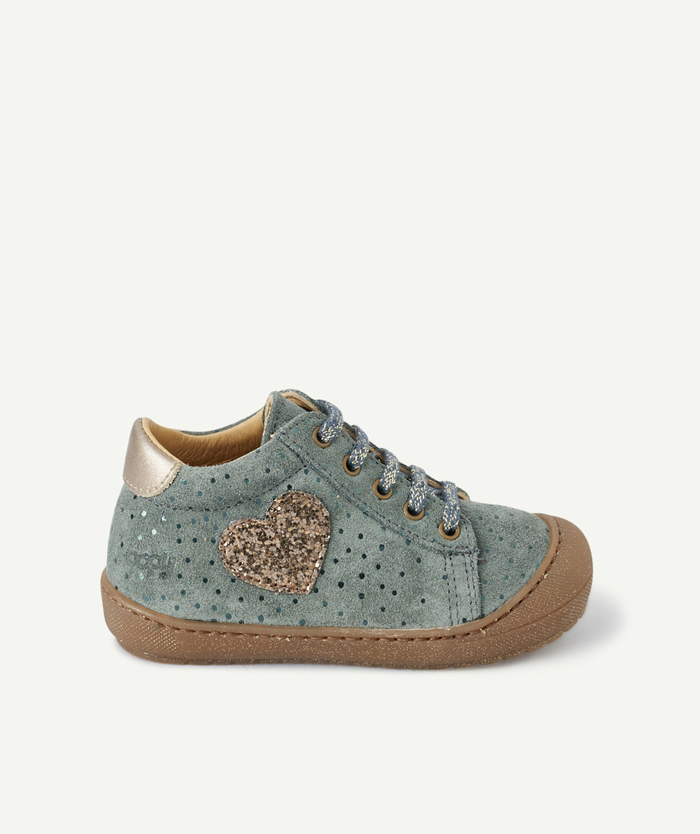 BOPYBOTILLON À LACETS VERT MOTIF COEUR BÉBÉ FILLE