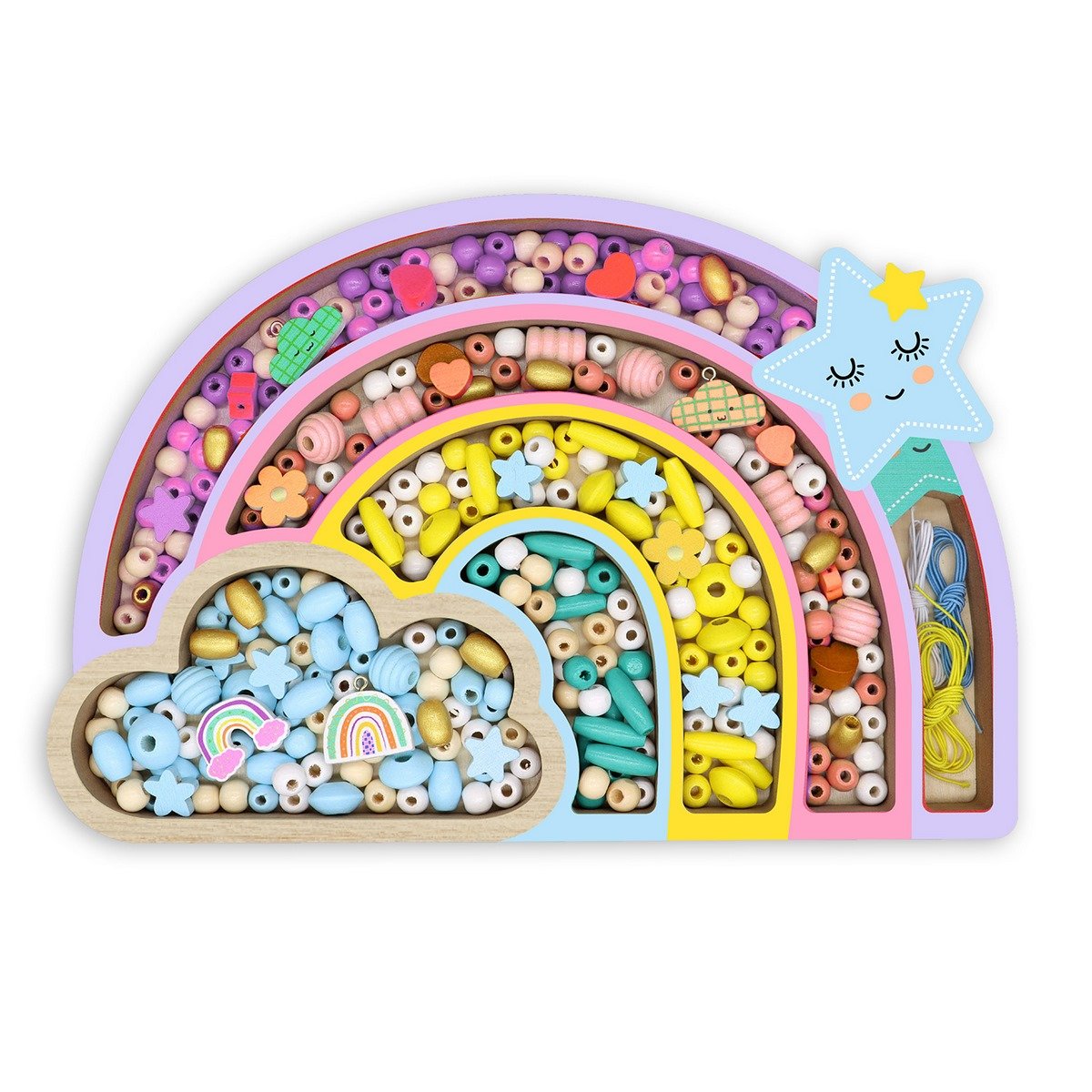 Coffret perles en bois Arc-en-ciel