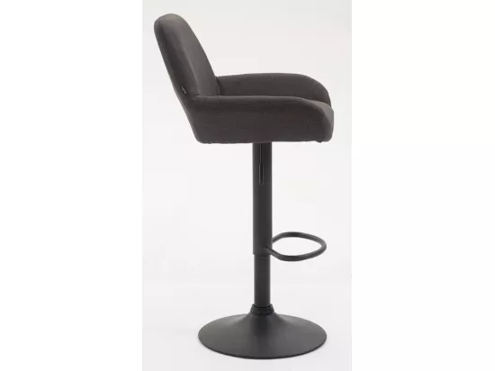 Lot de 2 Tabouret de bar - Tissu & Métal chromé - Gris foncé - Braga