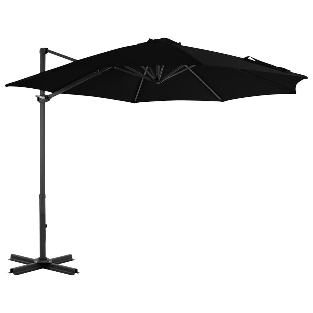 Parasol d'extérieur déporté avec mât en aluminium 300 cm noir