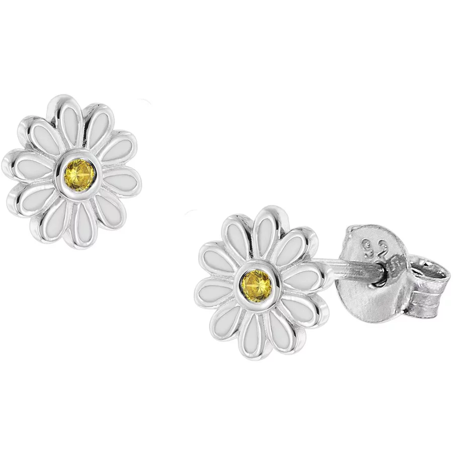 trendor Mädchen-Ohrringe Ohrstecker 925 Silber Blume Weiß silver