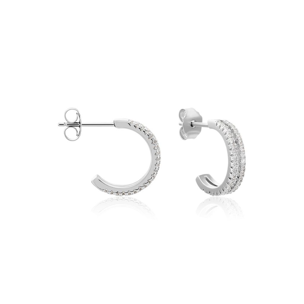 Créoles Sariah Argent Blanc Oxyde De Zirconium