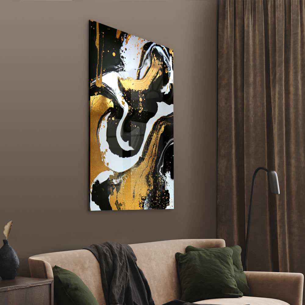 Walljar acrylglas schilderij - Golden Strokes Acrylglas schilderij - 50 x 70 cm