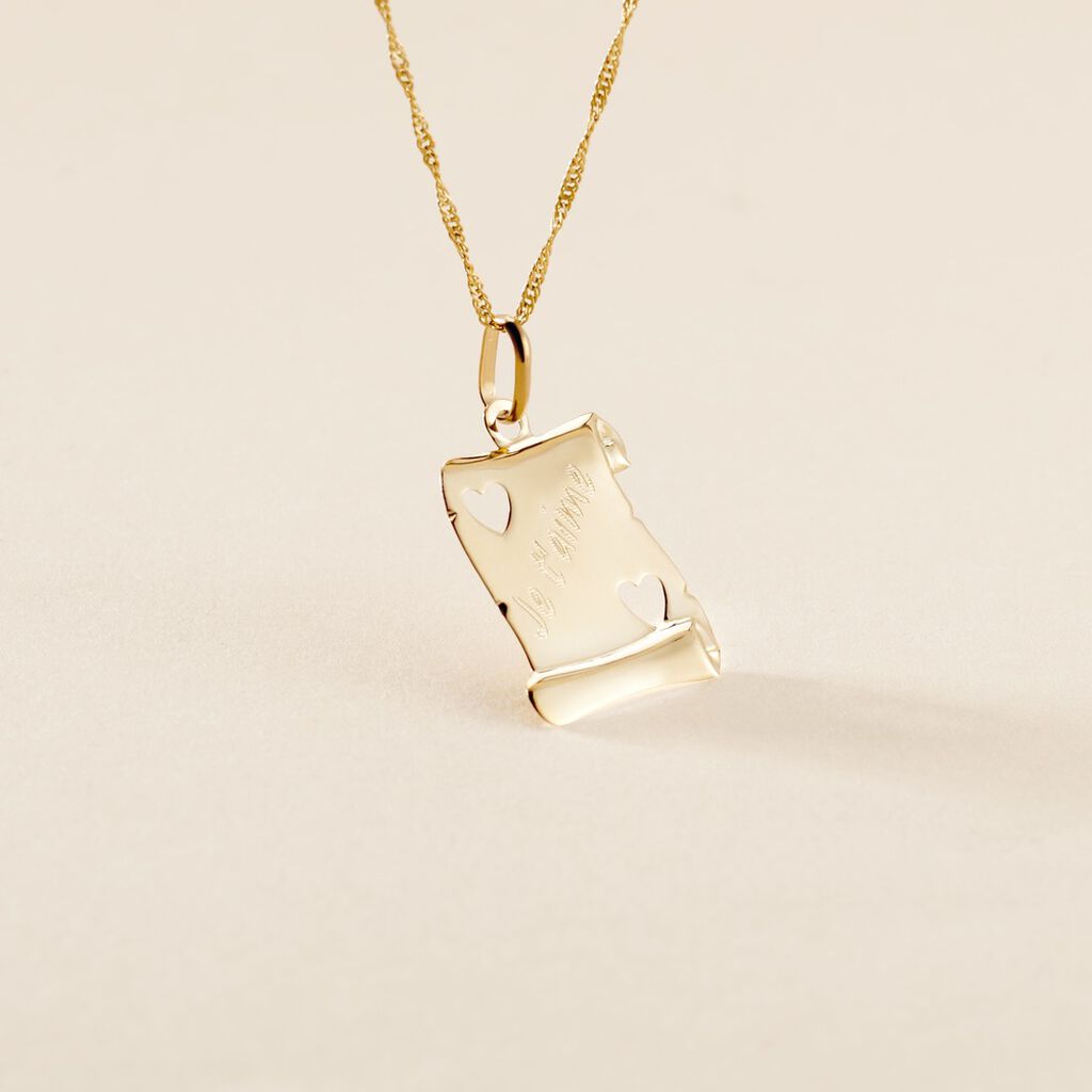 Pendentif Sirona Parchemin Message Or Jaune