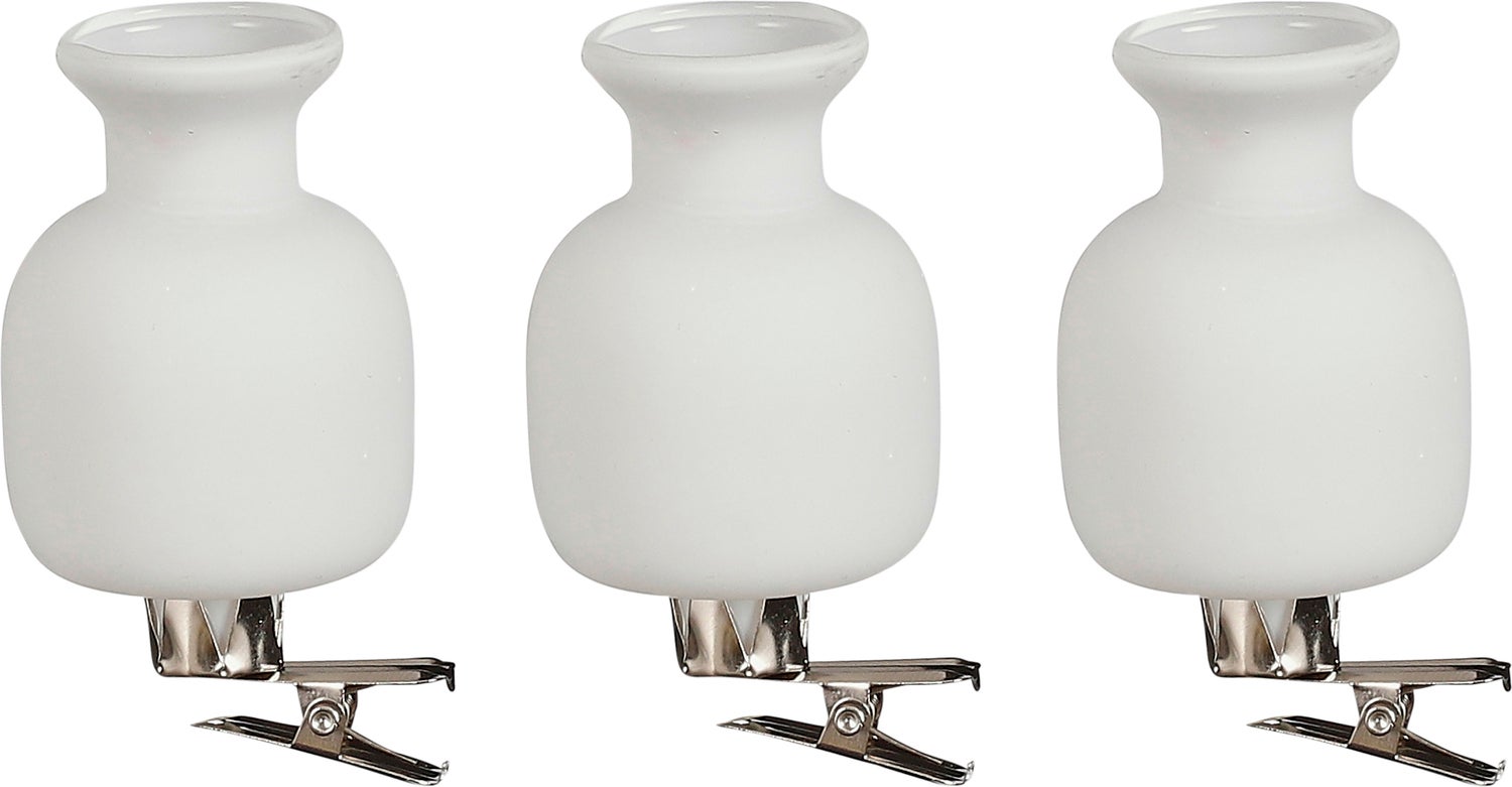 Mica Decorations vaas op clip wit D 4 H 6 cm 3 stuks