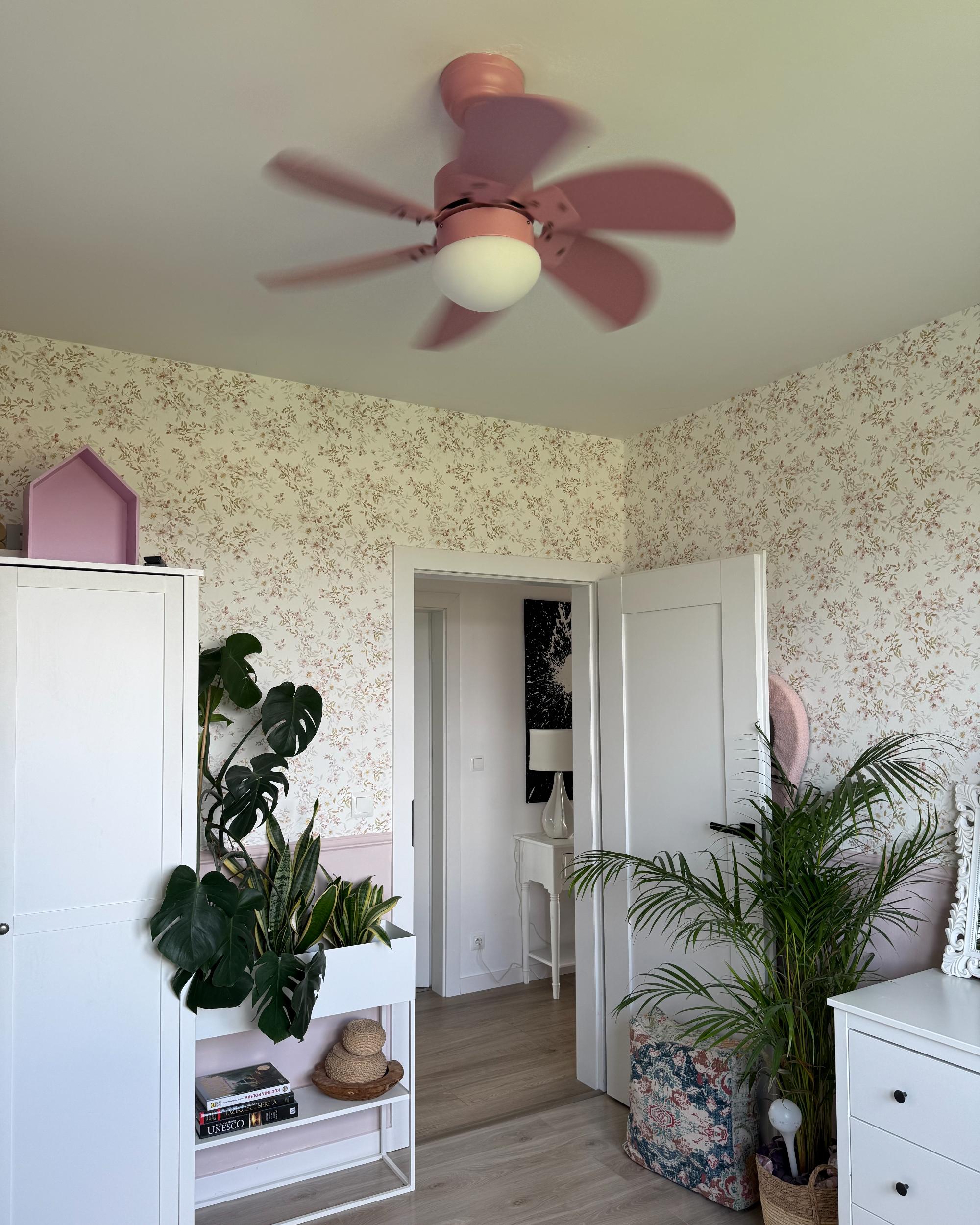 Plafondventilator met verlichting LOGAR met afstandsbediening LED Roze