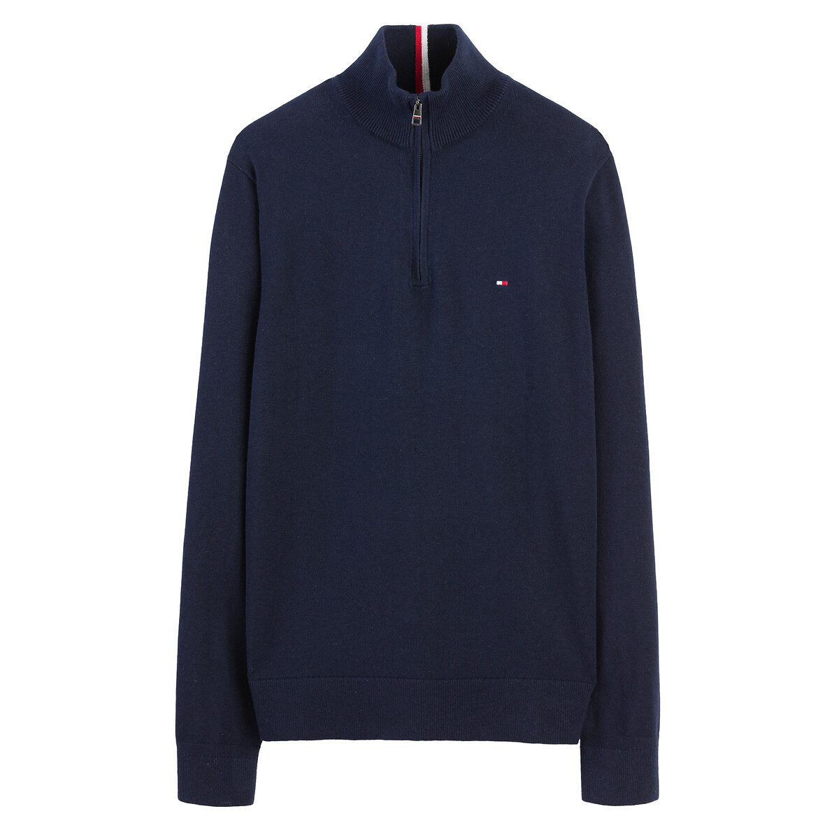 Suéter TOMMY HILFIGER com gola alta e fechamento em zíper, em algodão e cashmere.