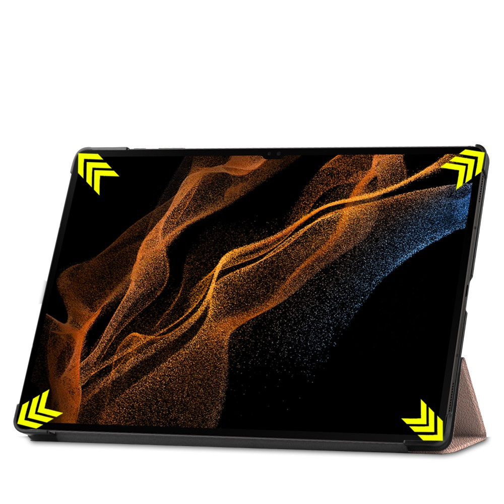 Samsung Galaxy Tab S10 Ultra Flipcase Hülle Ledertasche mit Aufstellfunktion Litchi Look   S-Pen Halterung - Roségold