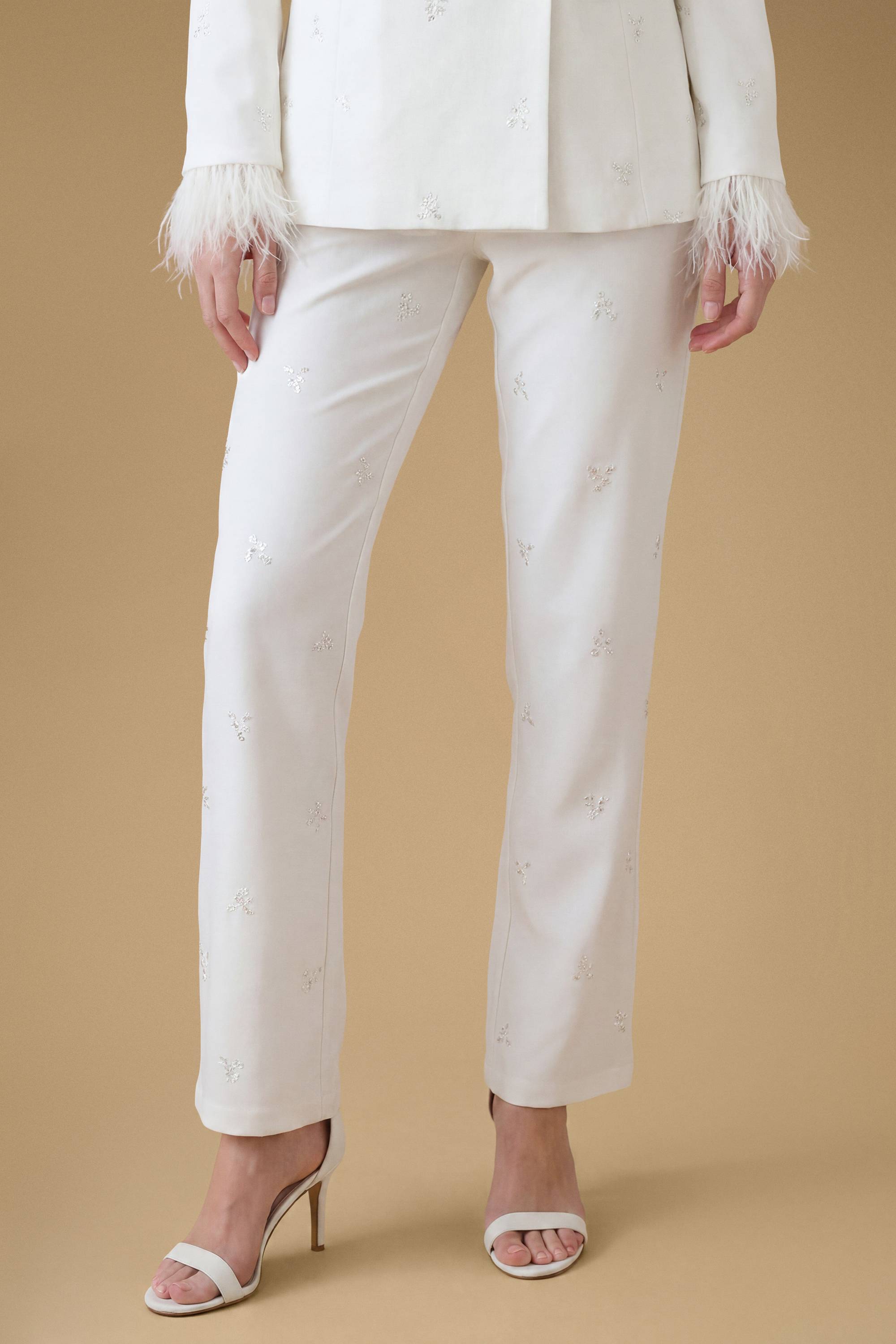 Oasis Pantalon Orné De Plumes Avec Motif Poule