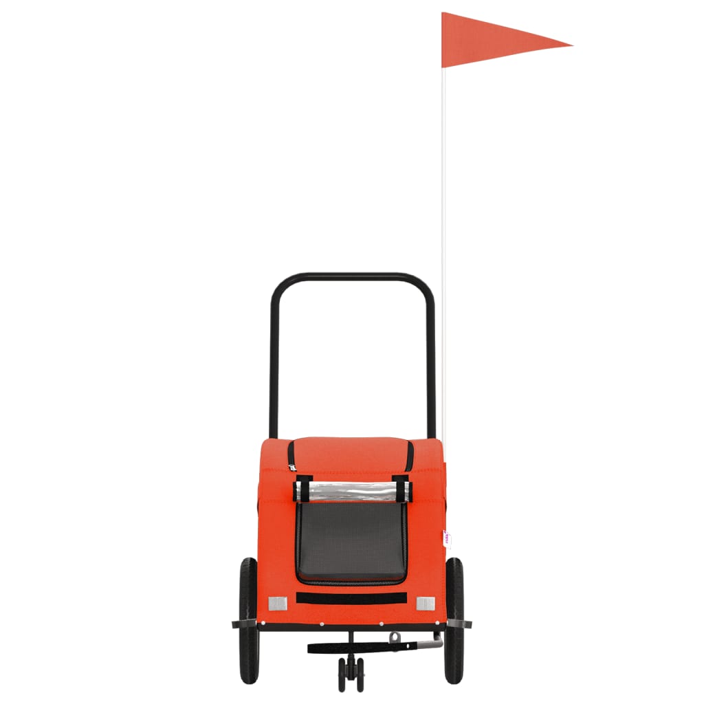 vidaXL Pet Bicycle Trailer Iron Oxford Cloth Orange Grey