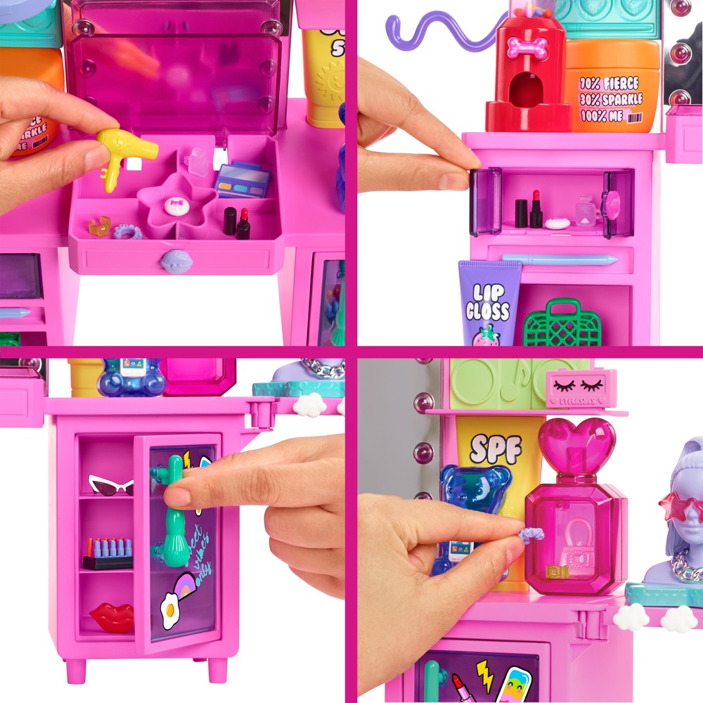 Barbie Extra Puppe und Schminktisch-Spielset mit 45 Accessoires