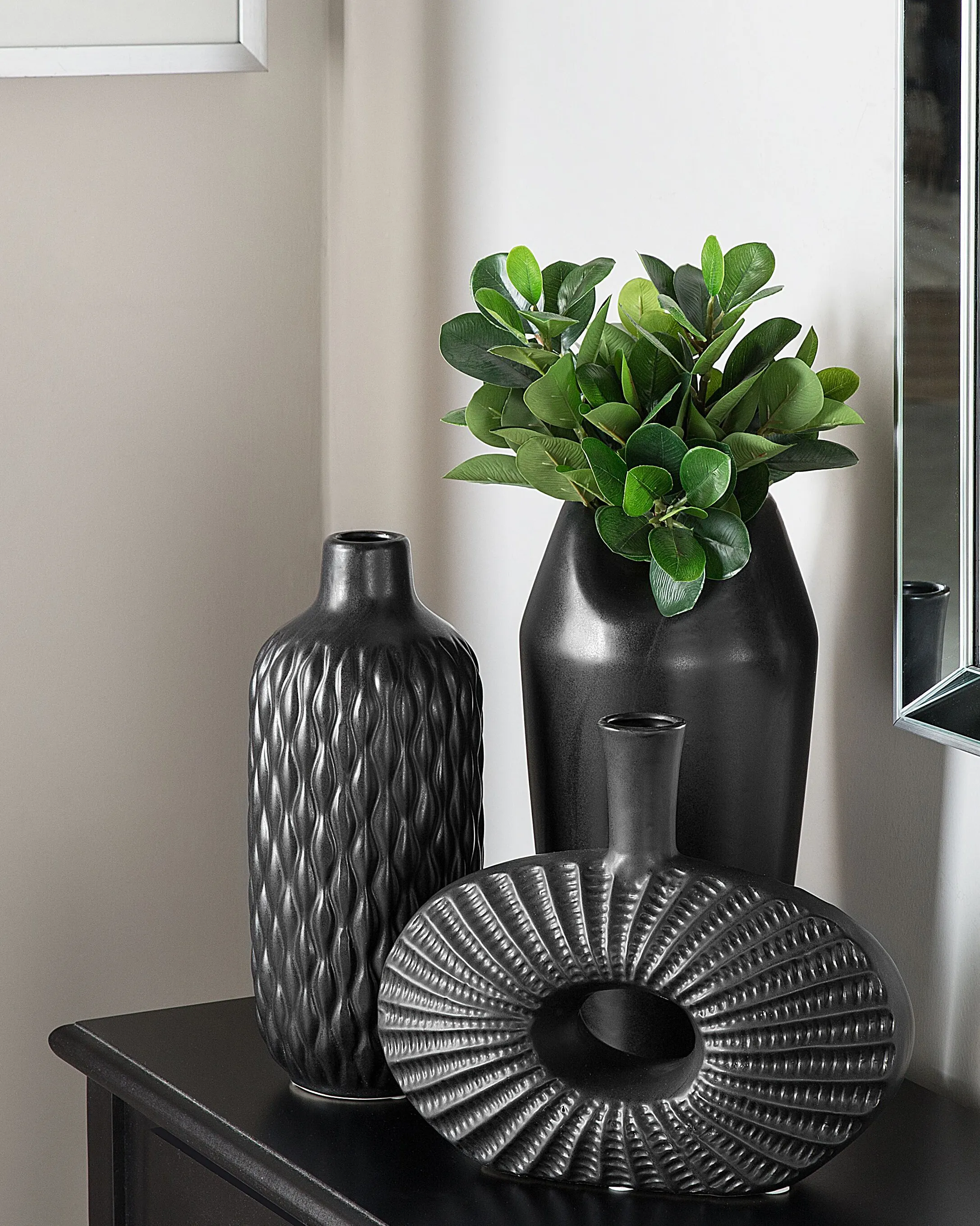 Decoratieve vaas ARWAD Steengoed 24 cm Zwart