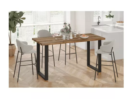 Table à manger haute EDWAR longueur 180cm en décor mango, idéal pour une salle à manger conviviale