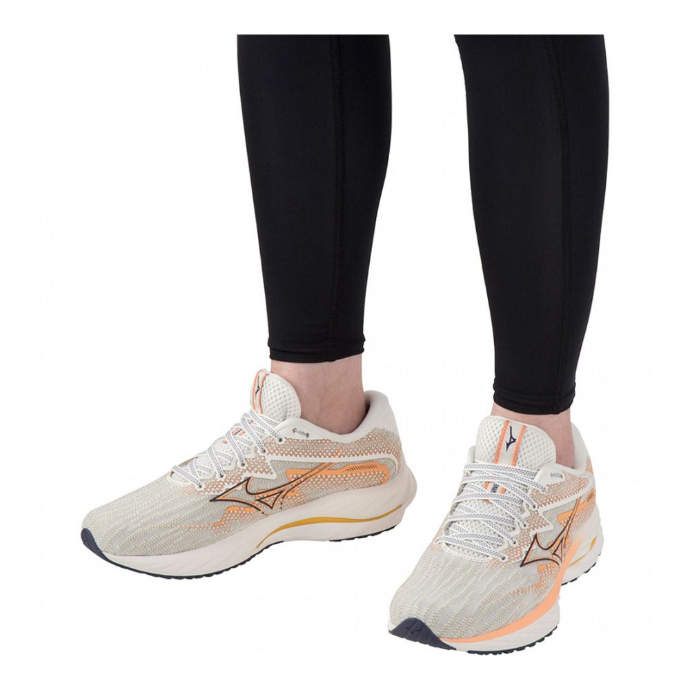 Mizuno WAVE RIDER 27 - Chaussures running Femme snowwhite/nightshadowblue/c.reef