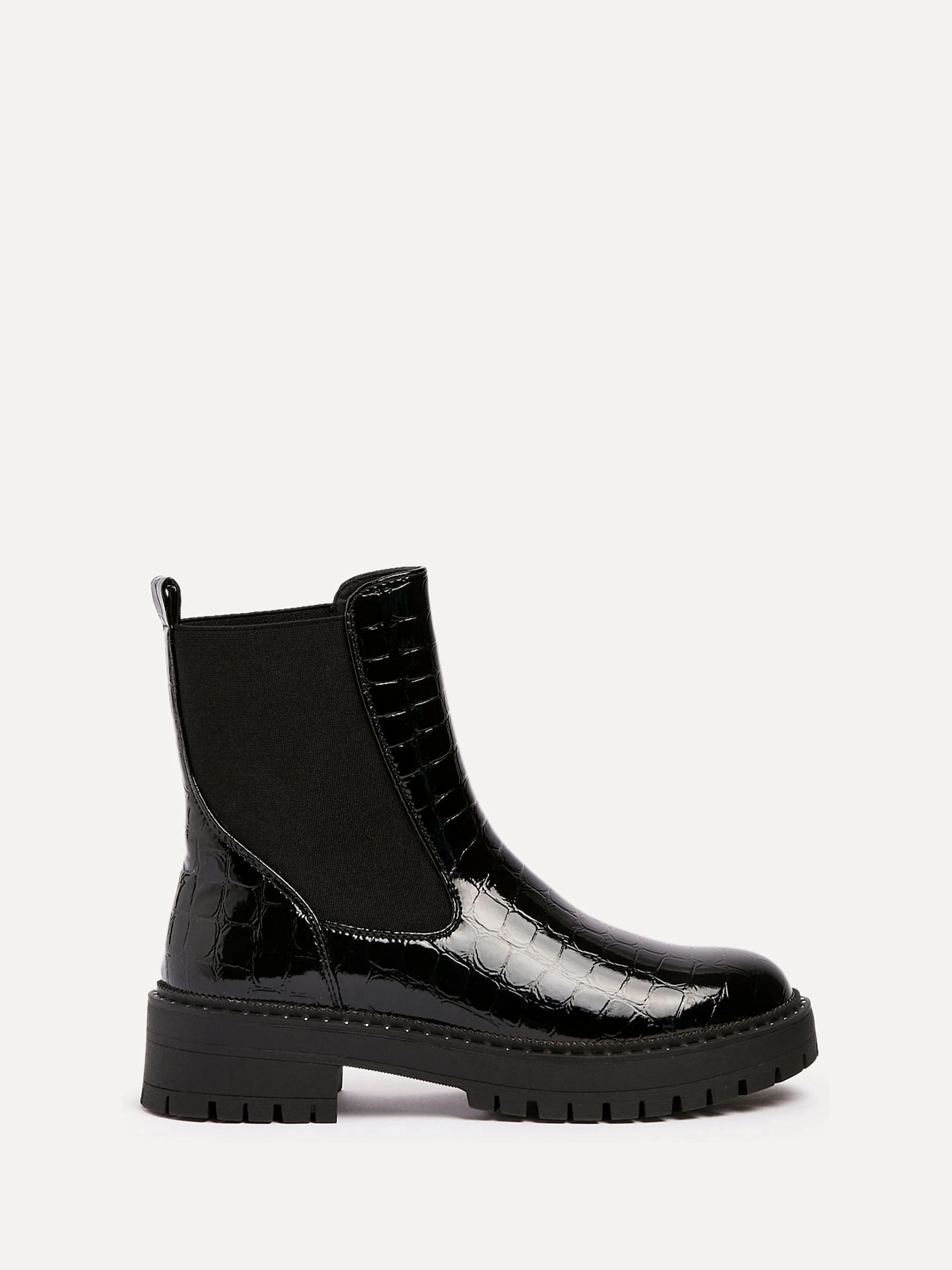 Linzi Landon Chunky Croc Mix Ankle Boots With Stud Detail Sole