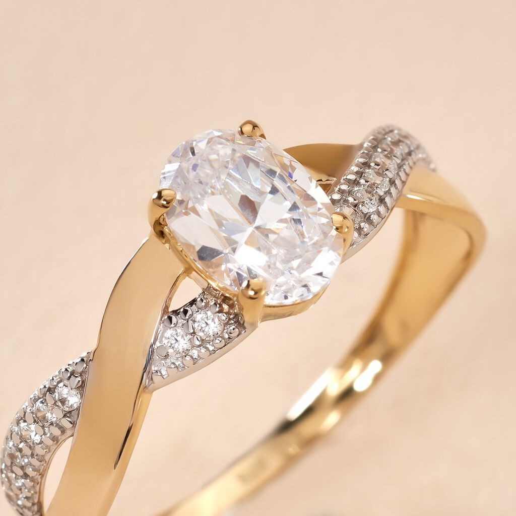 Bague Candice Or Jaune Oxyde De Zirconium