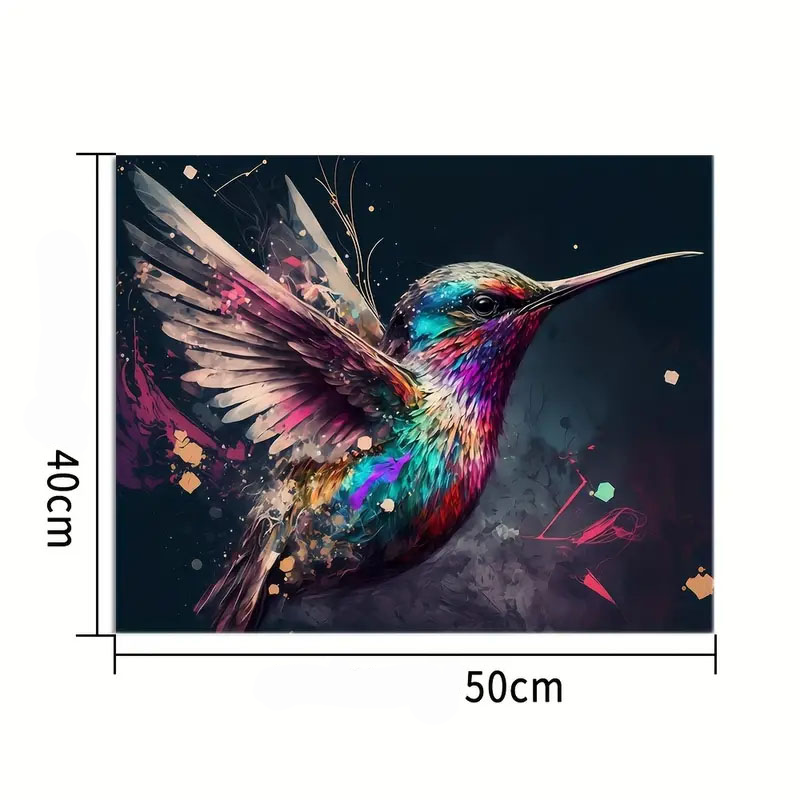 (9-tlg. Set) 50x40cm Malen Nach Zahlen DIY Leinen Tuch für Erwachsene und Kinder inkl. Bildaufhänger - Kolibri