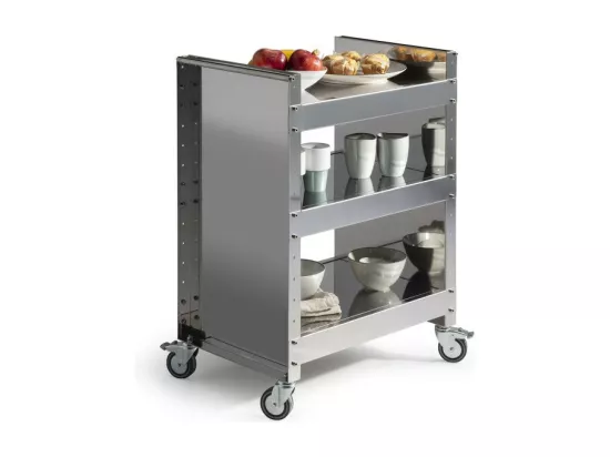 Desserte à roulettes en Acier Inoxydable - 3 étagères réglables - 82*59*40,50 cm - TEO