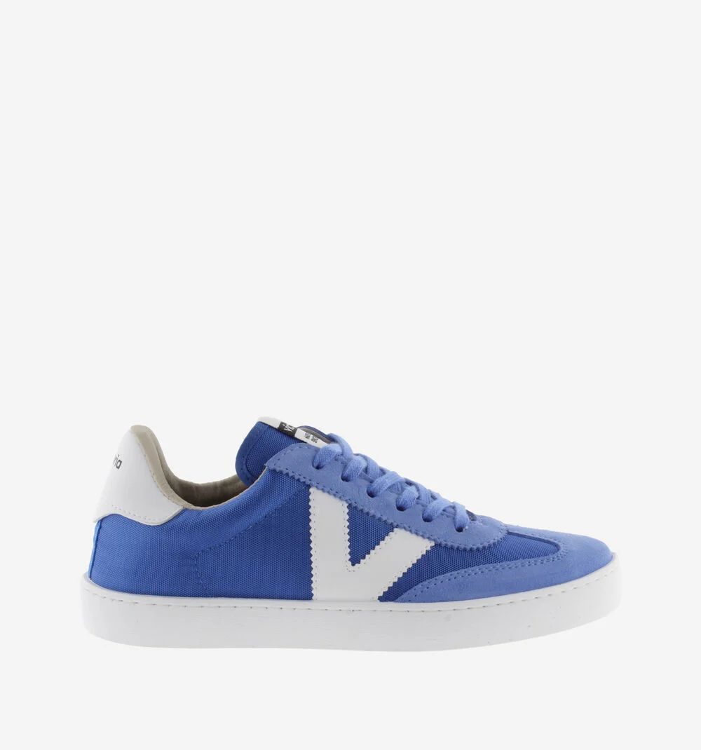 BERLÍN CUIR FENDU & NYLON Baskets monochromes unisexes AZUL