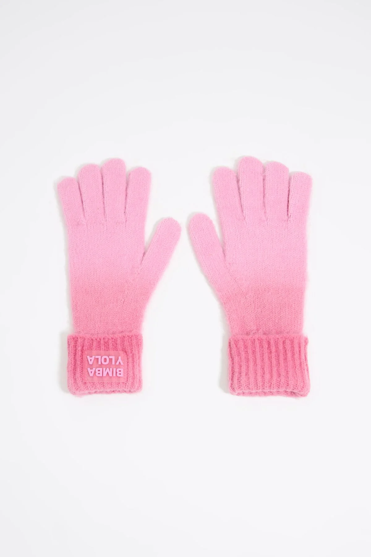 Luvas de tricô rosa degradê