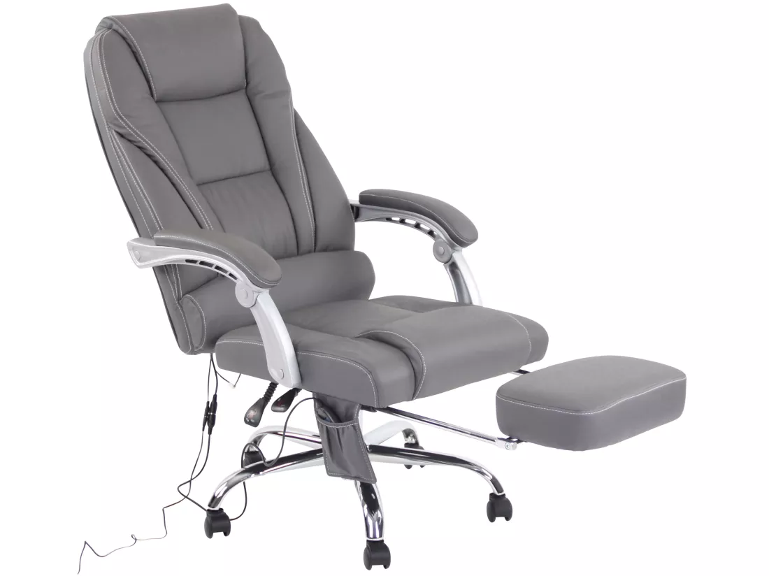 Chaise de bureau - Véritable cuir - Gris - Pacific