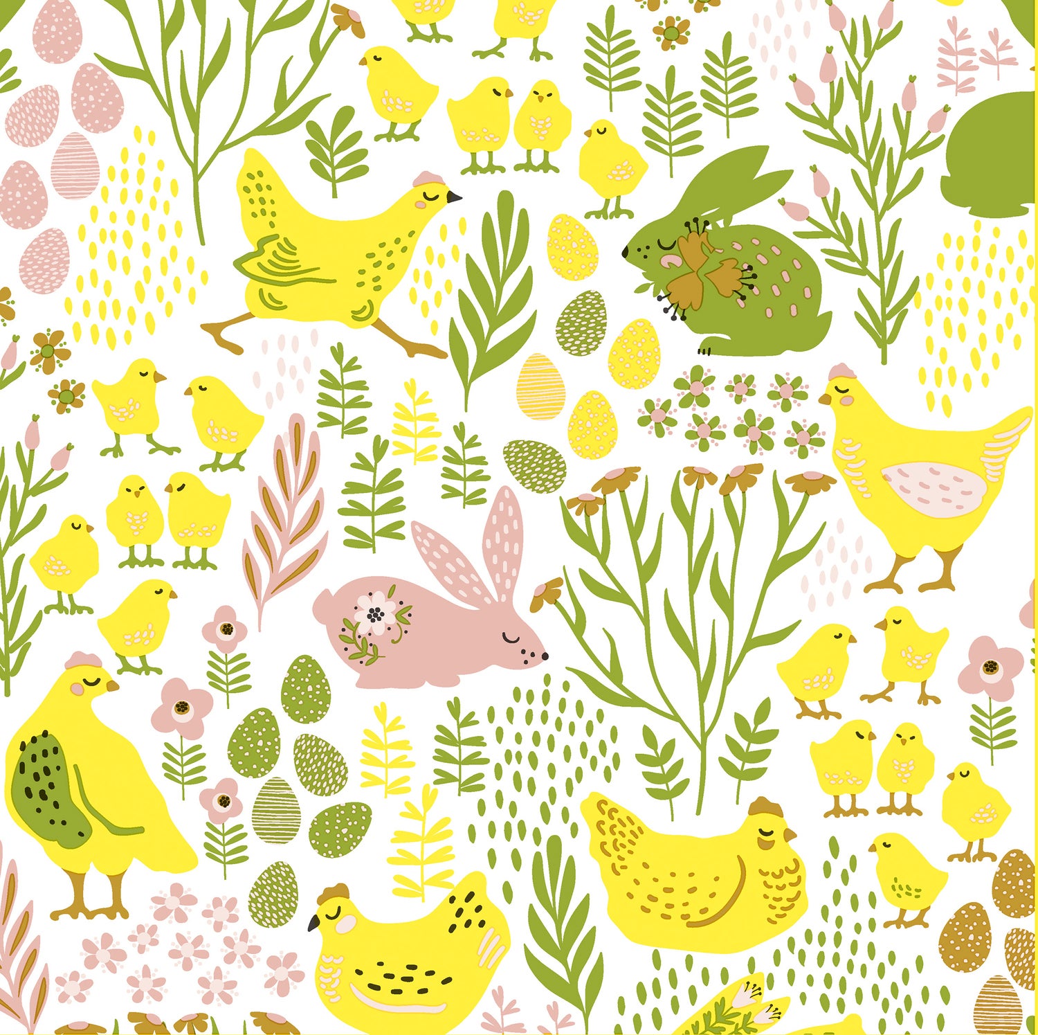 Duni paasservetten Bunnies and Chicks geel 33 x 33 cm 20 stuks