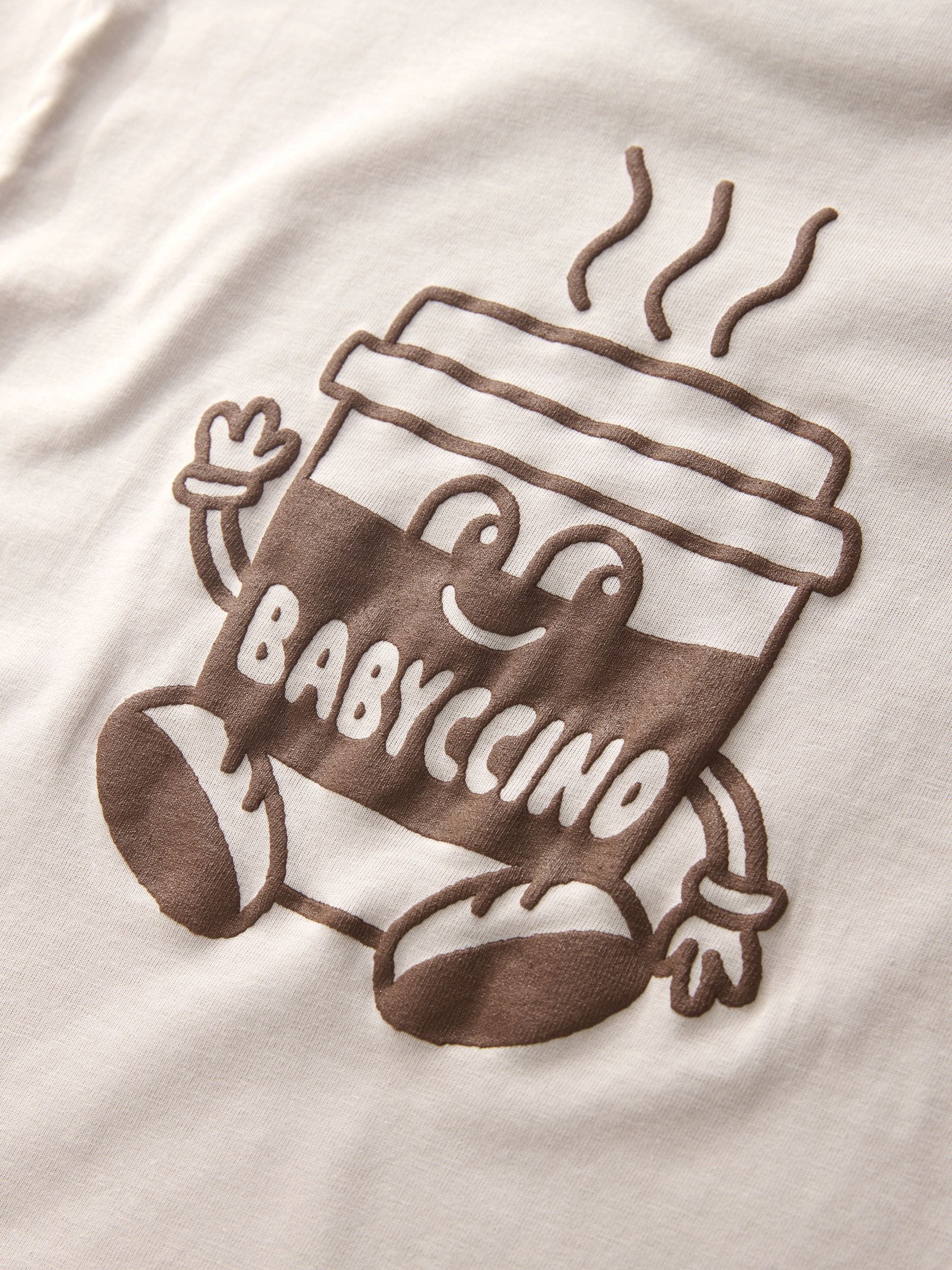 Stone Neutral Babyccino - T-shirt met lange mouwen en print op de rug (3mnd -8jr)