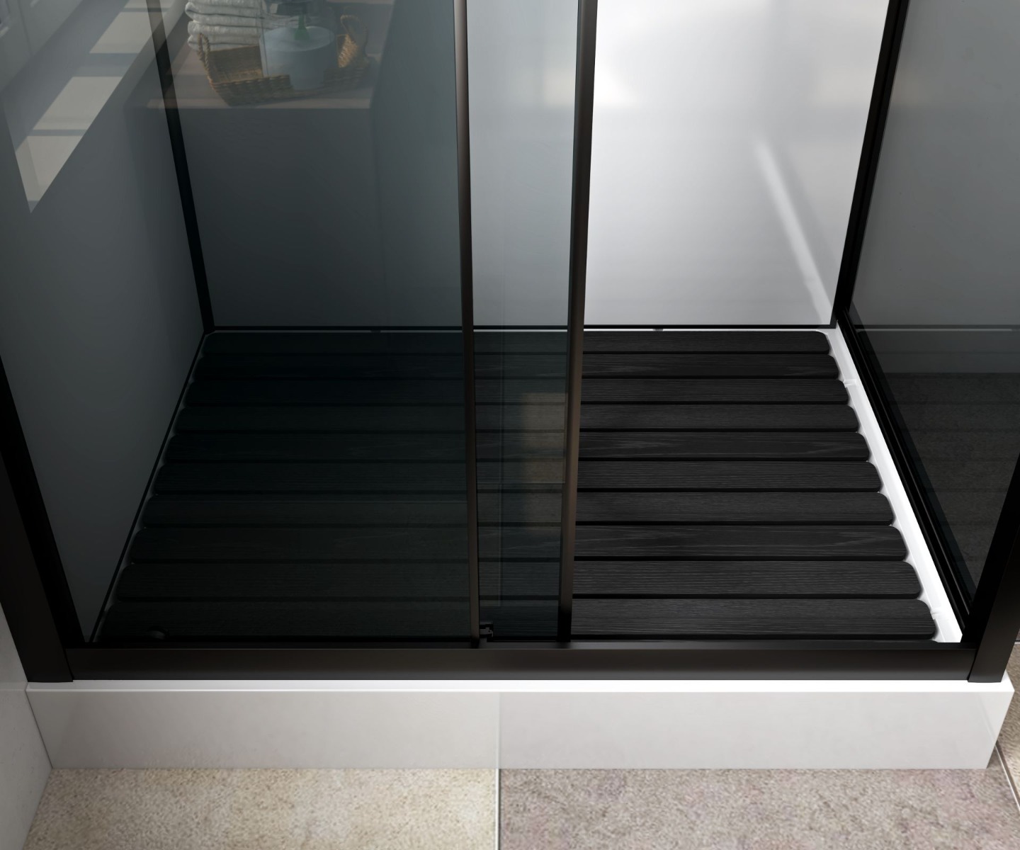Sanigoods Bowie complete douchecabine rookglas met schuifdeur 120x90cm zwart mat