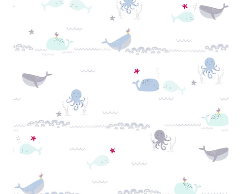 Vliesbehang 38130-1 Little Love Sea Animals blauwgrijs