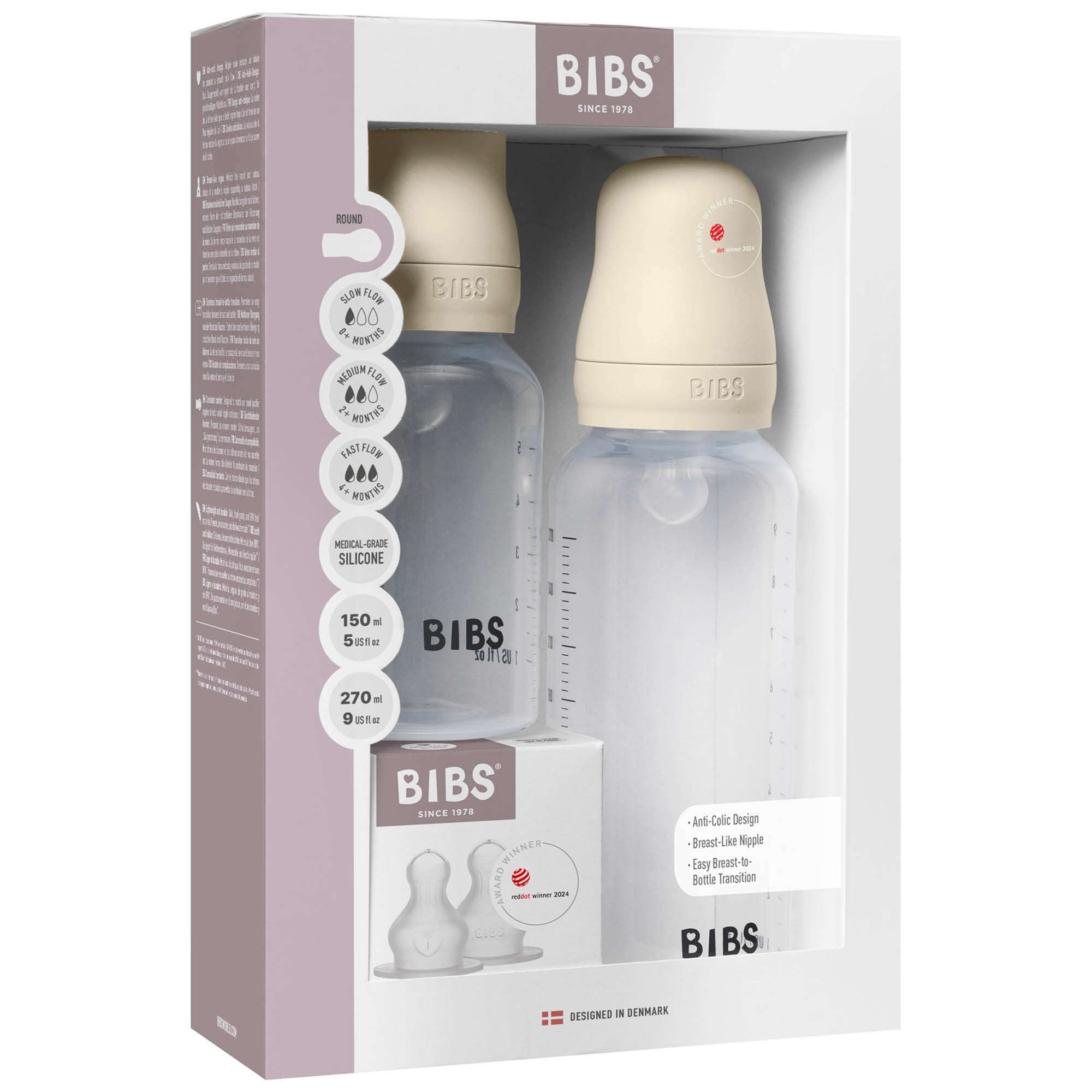 Bibs babyflessen set Grow & Flow - 150ml en 270ml transparant