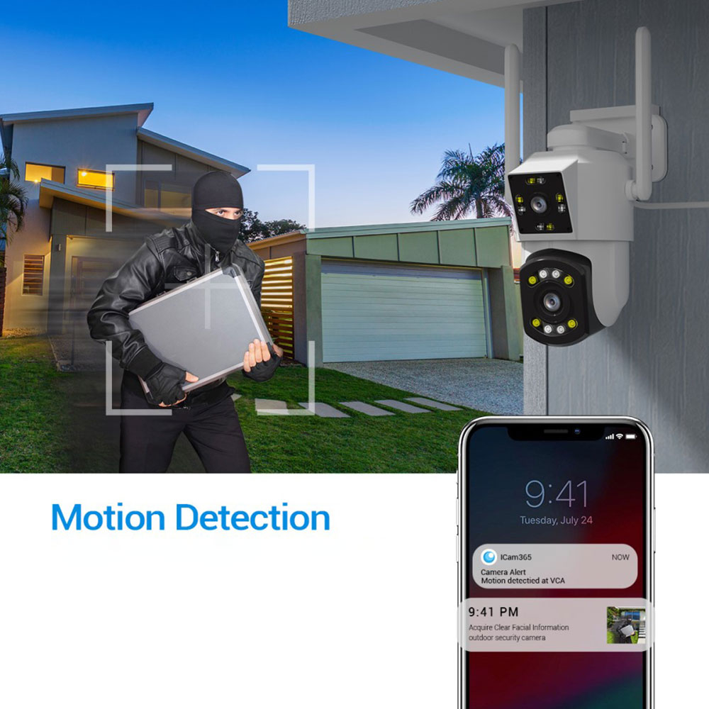 (2x3MP) 355° / 90° WiFi Dual IP Kamera 1296p IR Nachtsichtfunktion und Bewegungserkennung (iOS/Android)