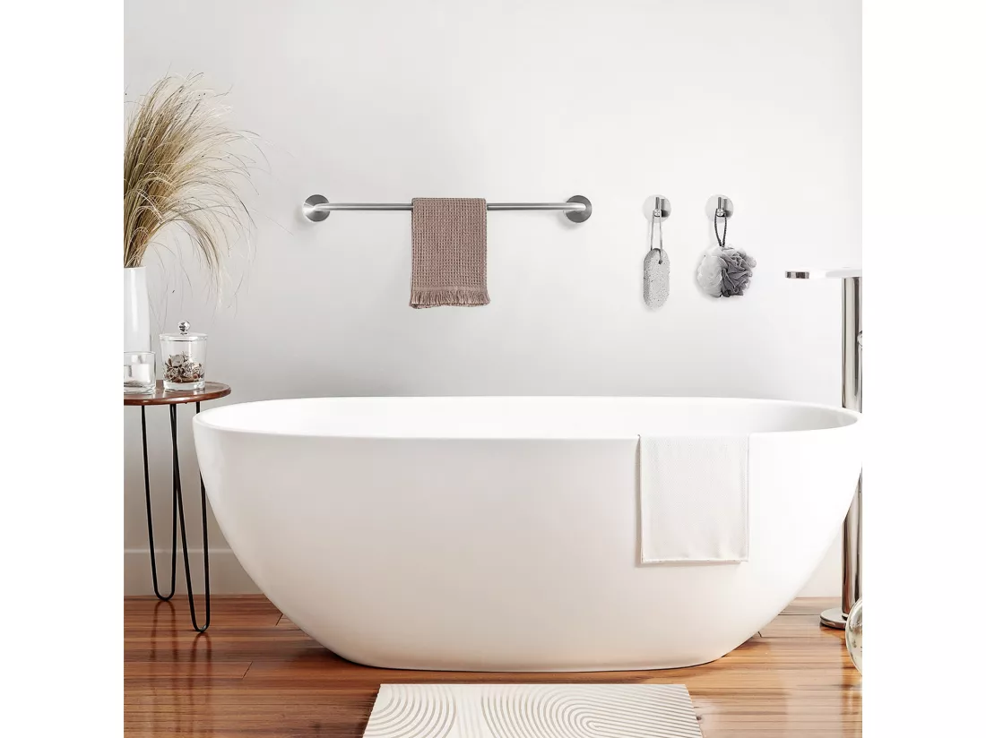 Auralum max Colonne de Douche Thermostatique Carré,Système de Douche Corps en Laiton+Ensemble Salle Bain Accessoire 6 Pièces,Inox,Brossé