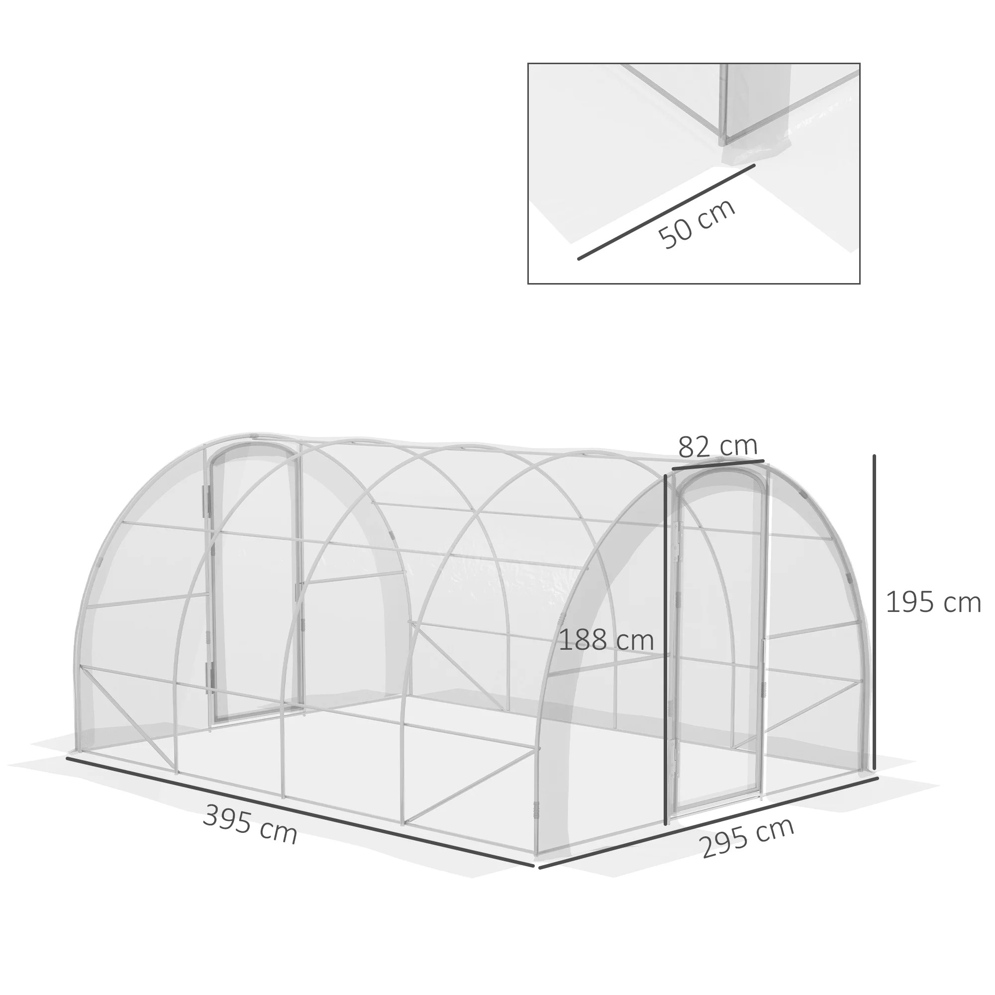 Estufa de túnel transparente Outsunny