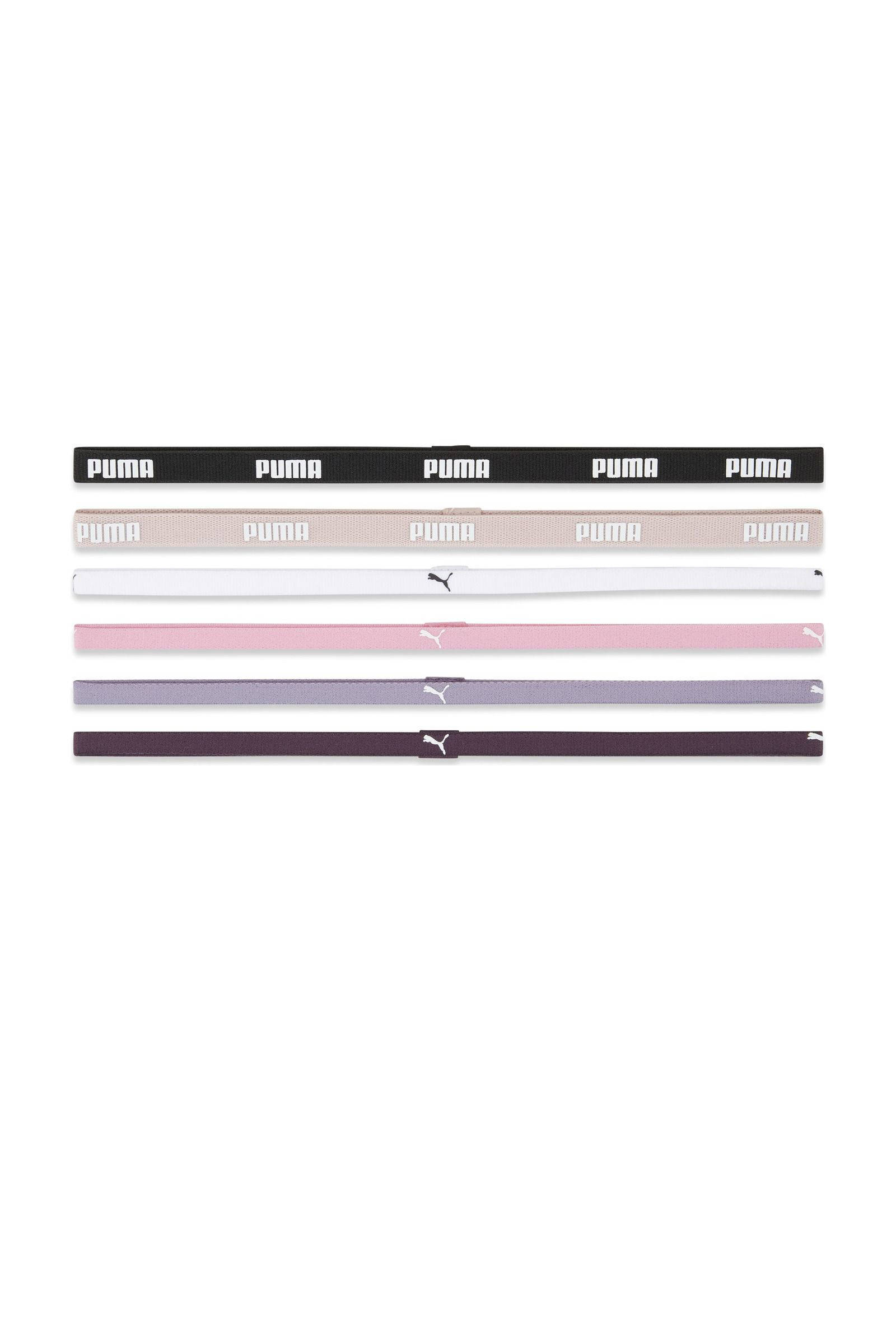 Puma haarbandjes - set van 6 zwart/lila/lichtroze/aubergine