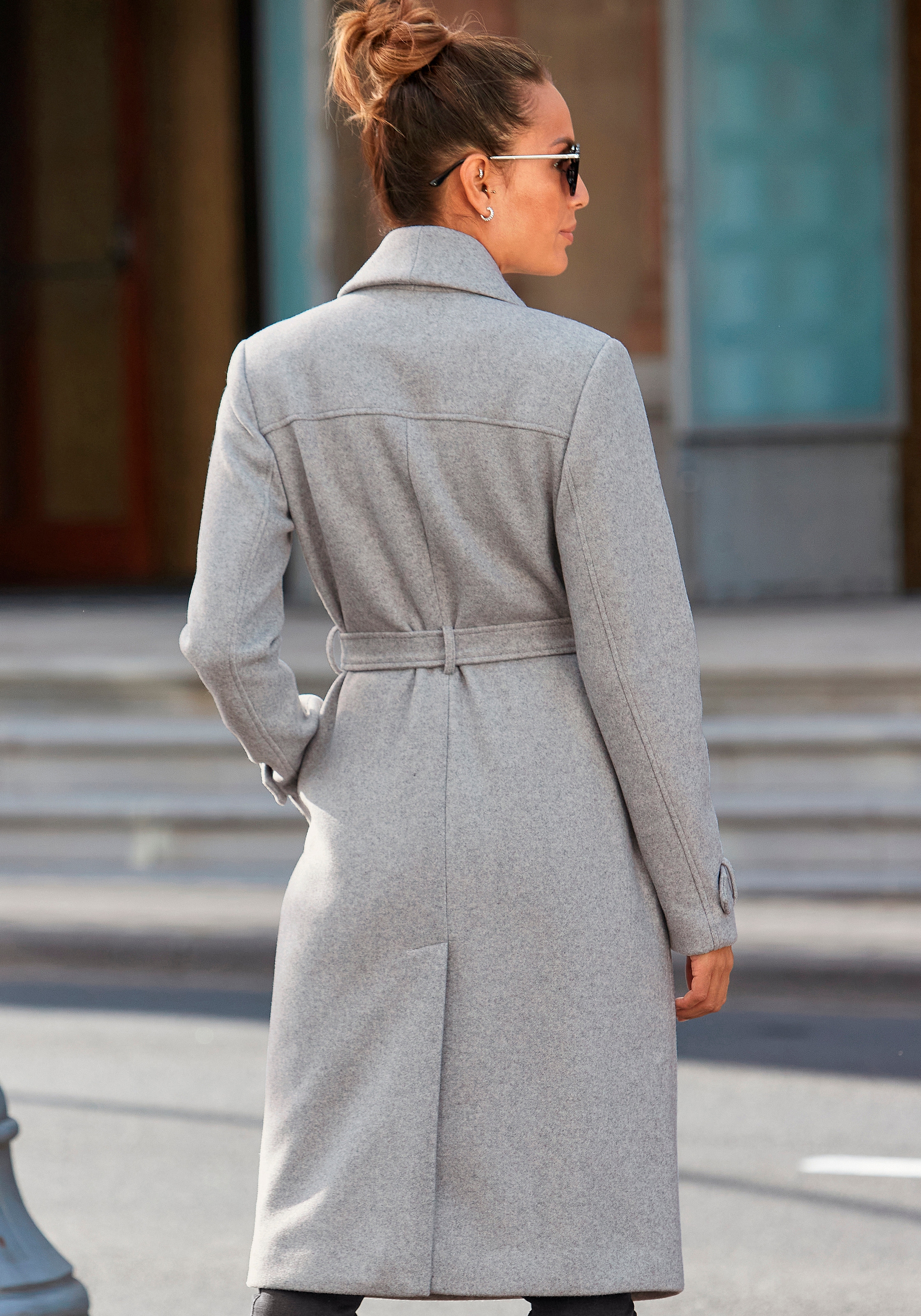 LASCANA Langmantel , mit Bindegürtel und Taschen, eleganter Damenmantel