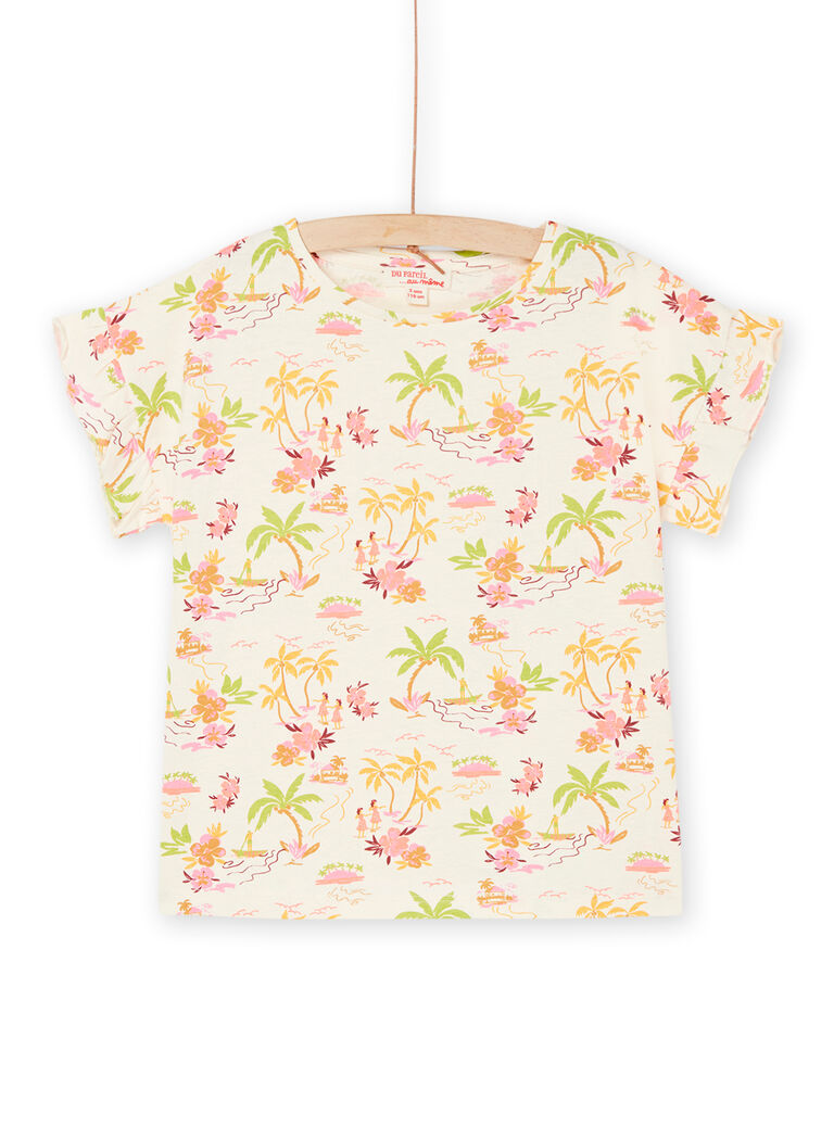 T-shirt écru foncé à imprimé exotiques