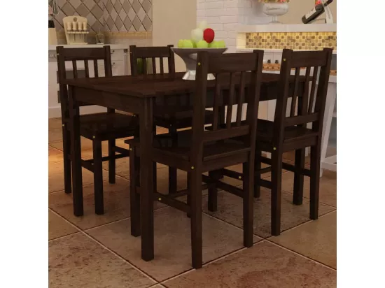 Table de salle à manger avec 4 chaises Marron