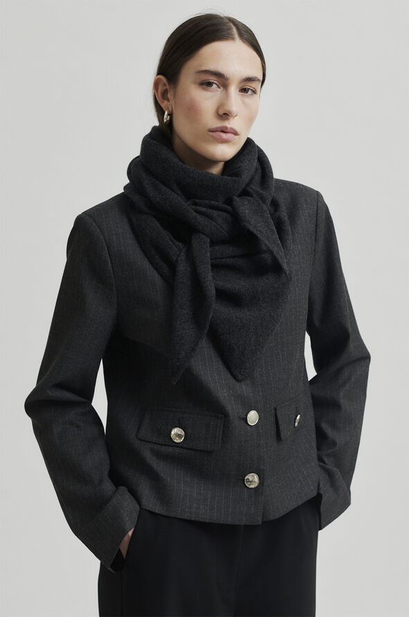 Second Female Warming Knit Scarf Dark grey melange